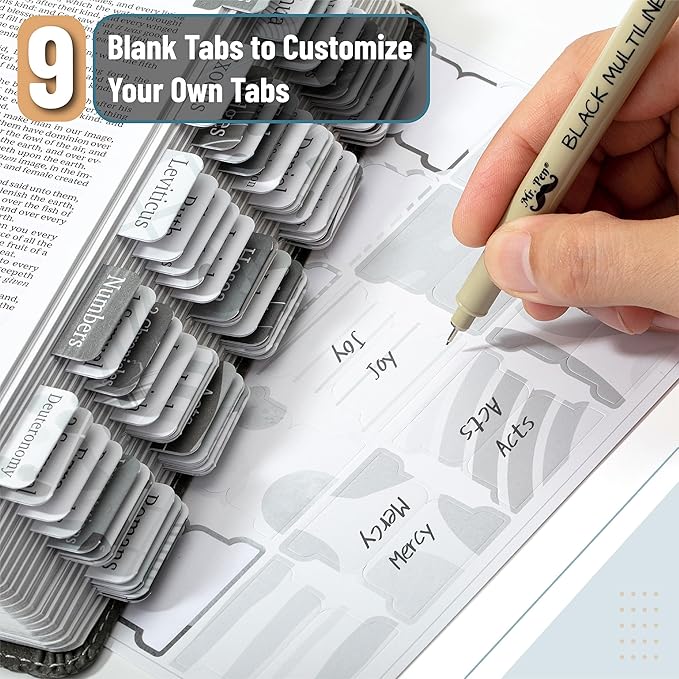Mr. Pen- Bible Tabs, 75 Tabs, Gray Theme, Laminated Bible Tabs for Women and Men, Bible Tabs for Study Bible, Bible Index Tabs, Bible Book Tabs, Bible Labels Tabs, Mr Pen Bible Tabs