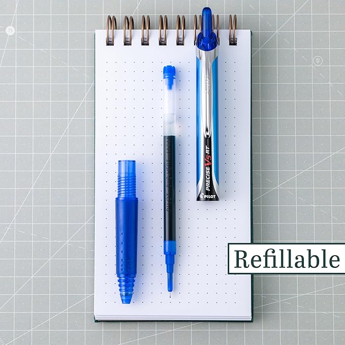 Pilot, Precise V5 RT Refillable & Retractable Liquid Ink Rolling Ball Pens, Extra Fine Point (0.5 mm) Assorted Ink Colors, Tub of 48