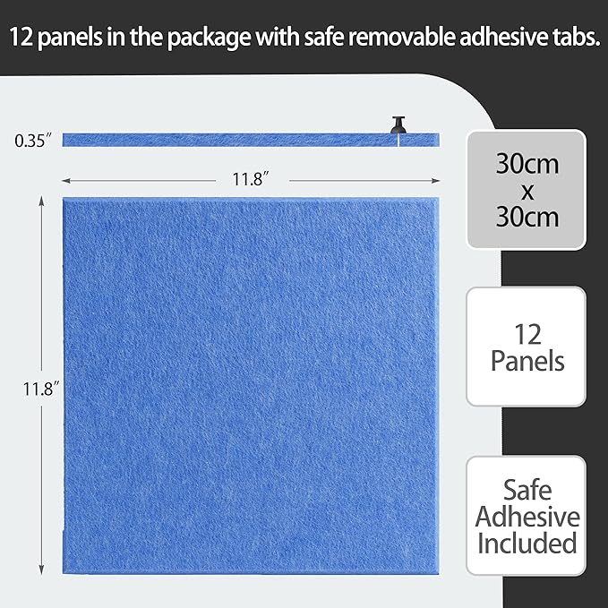 Large Felt Bulletin Board(36" x 24"),Cork Board Alternative,6 Pack Felt Wall Tiles with Safe Removable Adhesive Tabs,Notice Pin Board/Message Board/Vision Board for Office, School & Home