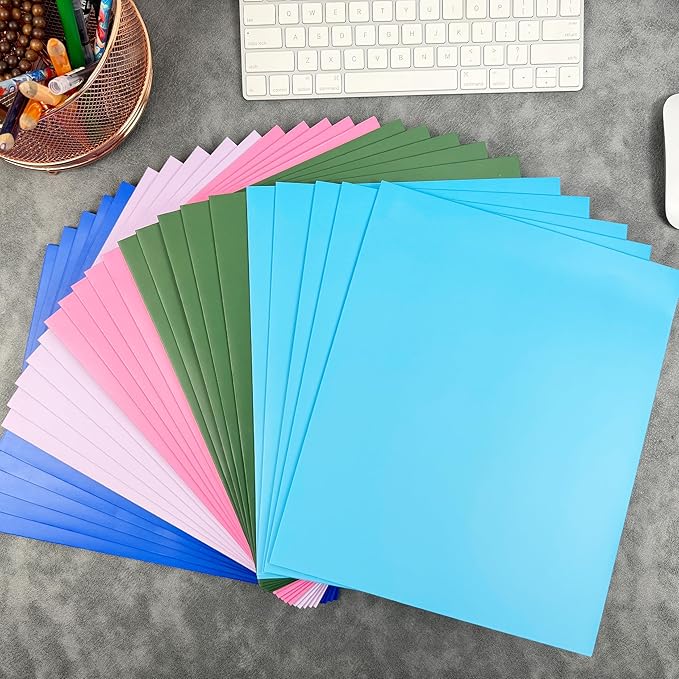 BIBRADAA® 50 Packs Blue Folders with Pockets,File Folder with Pockets Fit Letter Size Paper,File Folders Letter Size,Durable Paper Folders for School, Office, Business. (50, Light Blue)