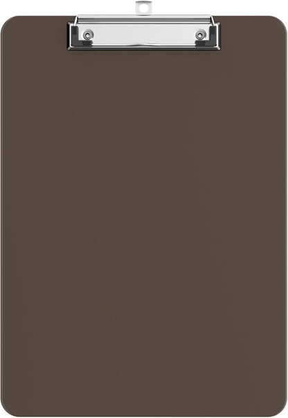 Plastic Clipboards, A4 Brown Clip Board 8.5x11 for Classroom, Students, Kid, Woman, Size 9" x 12.5" with Low Profile Clip, Office & School Supply