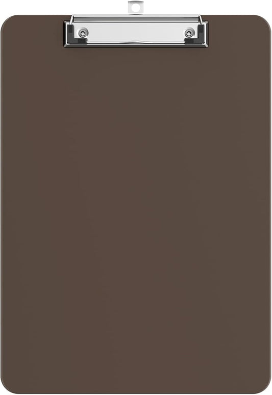 Plastic Clipboards, A4 Brown Clip Board 8.5x11 for Classroom, Students, Kid, Woman, Size 9" x 12.5" with Low Profile Clip, Office & School Supply