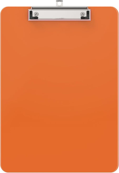 Plastic Clipboards, A4 Orange Clip Board 8.5x11 for Classroom, Students, Kid, Woman, Size 9" x 12.5" with Low Profile Clip, Office & School Supply