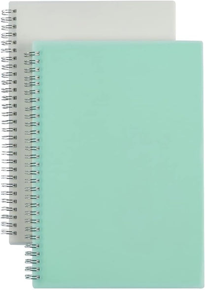 2 Pack B5 Spiral Bullet Dotted Journal with 120gsm Thick Paper, Dot Grid Spiral Notebook with Plastic Hardcover and Elastic Band Closure, 80 Sheets Per Pack 7.3X 10 inches