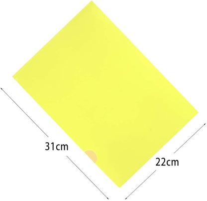 L-Type Plastic Folder Safe Project Pockets Transparent Clear Document Folder 12pcs for A4 paperPlastic Paper Jacket Sleeves in Assorted Project Folders（Yellow）