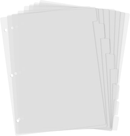 3 Ring Frosted Transparent Binder Dividers, 8 Tab Clear Binder Dividers, A4 Binder Dividers, Sturdy Plastic Dividers, Aesthetic Dividers for Binder, Tabs for Binder, 3 Hole Punch (Transparent,A4)