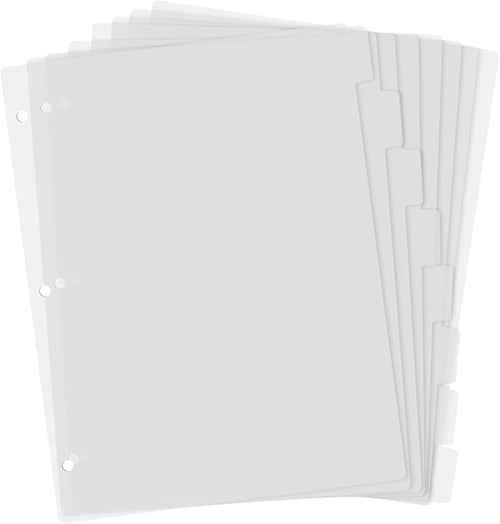 3 Ring Frosted Transparent Binder Dividers, 8 Tab Clear Binder Dividers, A4 Binder Dividers, Sturdy Plastic Dividers, Aesthetic Dividers for Binder, Tabs for Binder, 3 Hole Punch (Transparent,A4)
