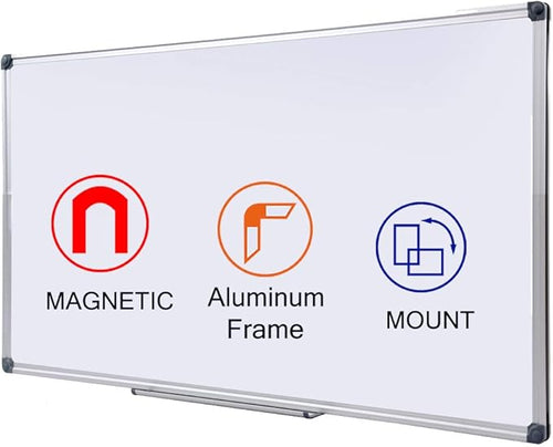 48 x 24-in Magnetic Dry Erase Board with Pen Tray| Aluminum Frame Portable Wall Large Whiteboard Message Presentation Board for Office & Classroom