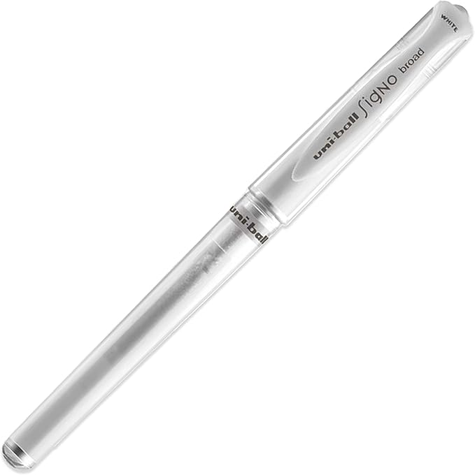 Uni-ball UM 153 Signo Broad Point Gel Pen - White - Pack of 3