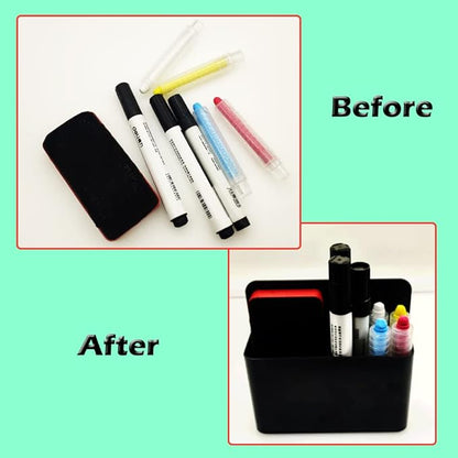 1 Pack Magnetic Marker Holder, Dry Erase Marker Holder Chalk Pen Storage Organizer for Whiteboard/Blackboard, Fridge/Regrigerator, Metal Locker, and Cabinet, (White)