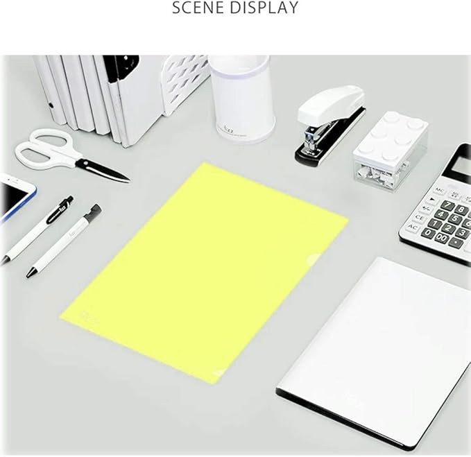 L-Type Plastic Folder Safe Project Pockets Transparent Clear Document Folder 12pcs for A4 paperPlastic Paper Jacket Sleeves in Assorted Project Folders（Yellow）