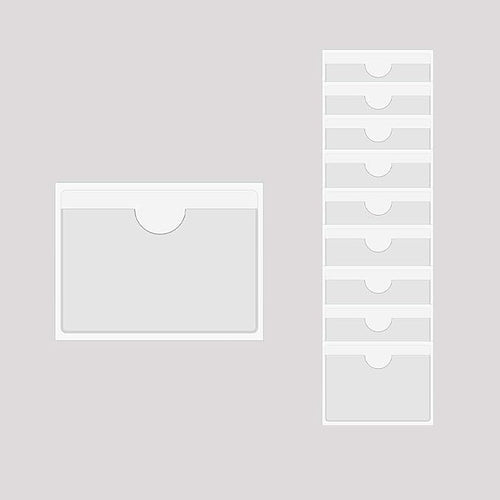 Adhesive Clear Pockets,Self Adhesive Clear Label Pockets Adhesive Card Folder Plastic Pockets Holders Sleeves for Index Cards Planners Cabinet Shelves Photo Cd,10Pieces(160x110mm)