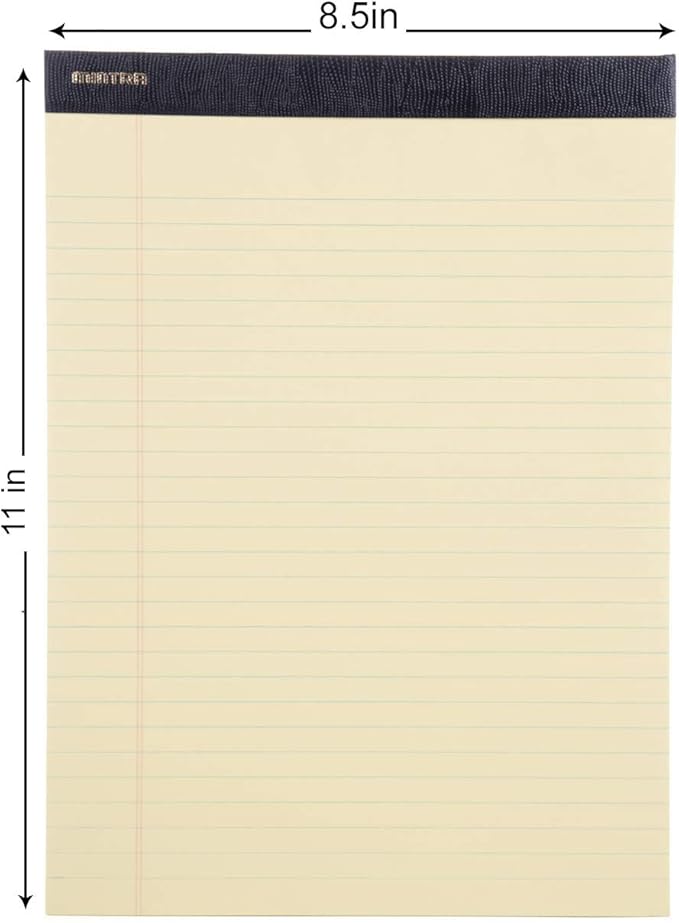 Mintra Office Legal Pads, ((xPremium, 8.5in x 11in, Wide (Canary), 36pk (6-6pks)), Wide Ruled, 50 Sheets per Notepad, Micro perforated Writing Pad, Notebook Paper for School, College, Office, Work