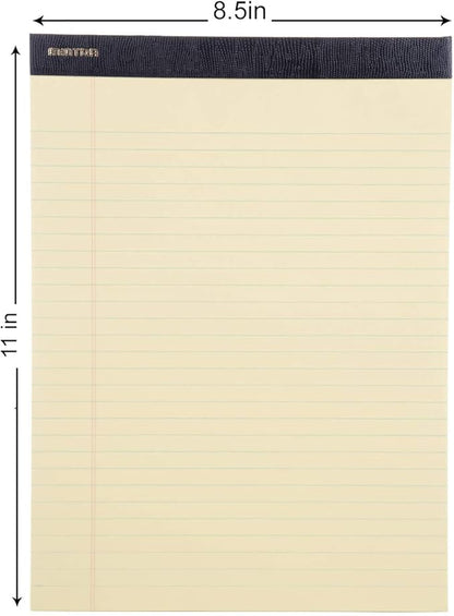 Mintra Office Legal Pads, ((xPremium, 8.5in x 11in, Wide (Canary), 36pk (6-6pks)), Wide Ruled, 50 Sheets per Notepad, Micro perforated Writing Pad, Notebook Paper for School, College, Office, Work