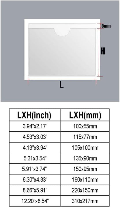 Adhesive Clear Pockets,Self Adhesive Clear Label Pockets Adhesive Card Folder Plastic Pockets Holders Sleeves for Index Cards Planners Cabinet Shelves Photo Cd,10Pieces (115x77mm)