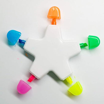 Brush Tip Highlighters, Creative Star Shape Light Color Fluorescent Pens Markers with 5 Colors, Great for Journal Planner Note Taking and Coloring Book, Non-Toxic & Odorless Watercolor.