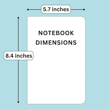 RICCO BELLO Wide Ruled Hardcover Diary Journal School Notebook for Kids, Tweens - Bookmark, Band Closure, Storage Pocket, 5.7 x 8.4 Inches, 192 Pages (Blue Shark)