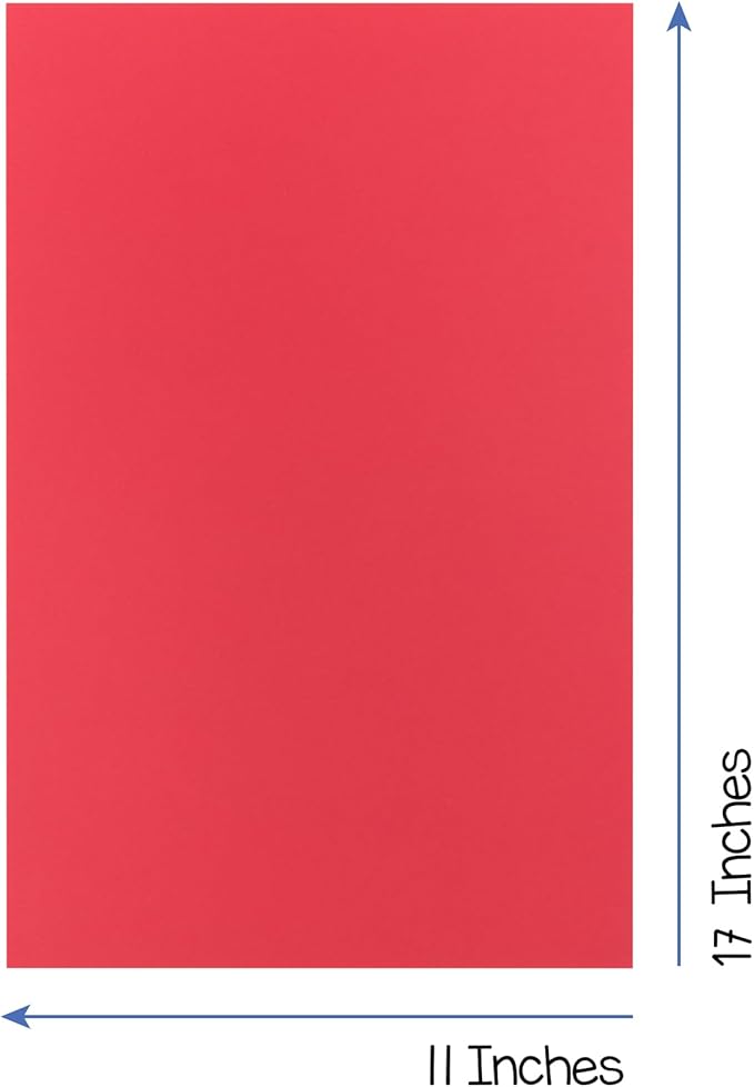 Hygloss Red Colored Paper - 24 lb, 89 GSM, Acid-Free, Fade-Resistant, 11x17-Inch Ledger Size Color Copy Paper, 90 Sheets