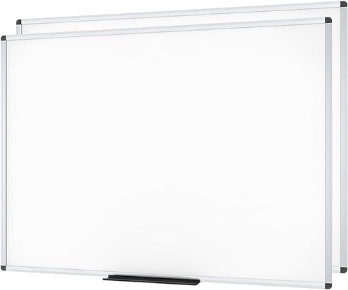 VIZ-PRO Dry Erase Board/Whiteboard, Non-Magnetic, Pack of 2, 8' x 4', Wall Mounted Board for School Office and Home