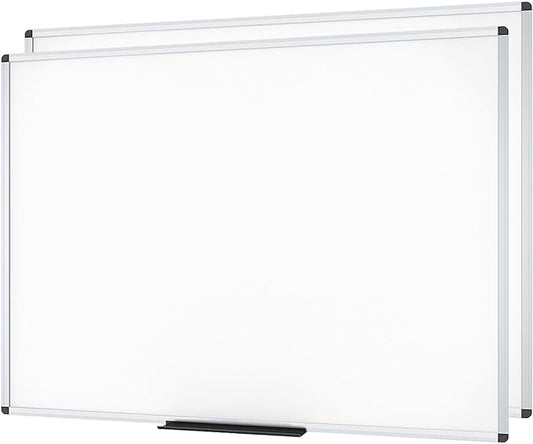 VIZ-PRO Dry Erase Board/Whiteboard, Non-Magnetic, Pack of 2, 8' x 4', Wall Mounted Board for School Office and Home