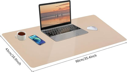 Bloss Leather Desk Pad, Mouse Pad, Non-Slip Desk Protector Mat, Leather Desk Blotter, Computer Desk Pad, Waterproof Desk Mat for Home Office and Decor - Beige (35.4×17Inches)