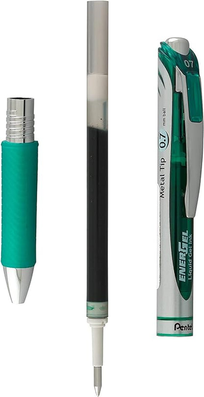 Pentel Refill Ink for BL57/BL77 EnerGel Liquid Gel Pen, 0.7mm, Metal Tip, Green Ink, Box of 12 (LR7-D-12)