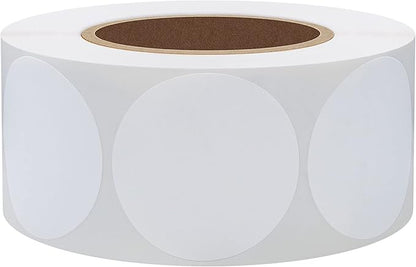 Hybsk 1.5 inch Circle Color Direct Thermal Stickers Shipping Labels for Barcodes,Name Tag,DIY Logo Design,Inventory– Compatible with Zebra,Rollo,Munbyn,and More-1000 pcs (1.5 inch,White)