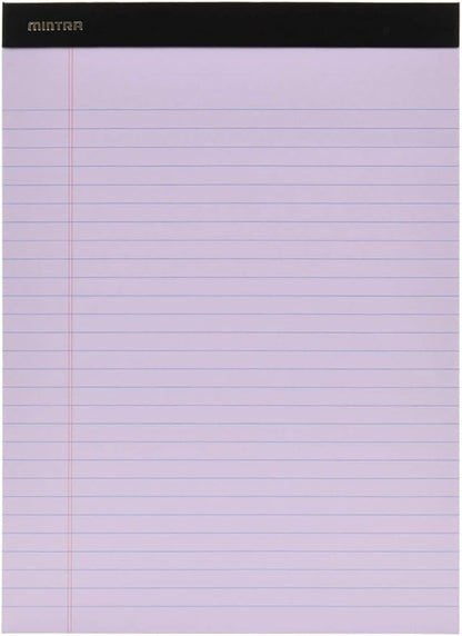 Mintra Office Legal Pads, ((Basic 6pk - (Pastel Version #2), 8.5in x 11in, Wide Ruled)), 50 Sheets per Notepad, Micro perforated Writing Pad, Notebook Paper for School, College, Office, Work