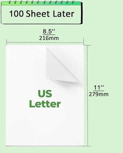 Thermal Printer Paper 8.5 x 11 Inch, US Letter Size Thermal Paper 100 Sheets, Compatible with ITP01/A40 Portable Thermal Printer, Continual Feeding Thermal Paper