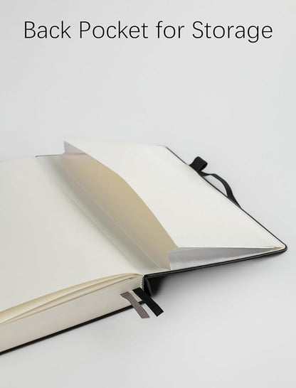 Thick College Ruled Notebook with 366 Numbered Pages, A5 Journal for Writing with 100GSM Lined Paper, Hardcover Leather Notebooks for Women Men School Note Taking Office Work Diary, 5.7"x8.3" Navy