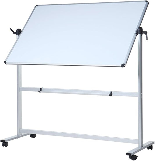 VIZ-PRO Double-Sided Magnetic Mobile Whiteboard,72 x 48 Inches Aluminium Frame and Stand