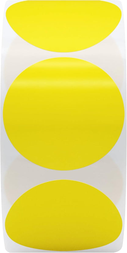 Hybsk 1.5 inch Circle Color Direct Thermal Stickers Shipping Labels for Barcodes,Name Tag,DIY Logo Design,Inventory– Compatible with Zebra,Rollo,Munbyn,and More-1000 pcs (1.5 inch,Yellow)