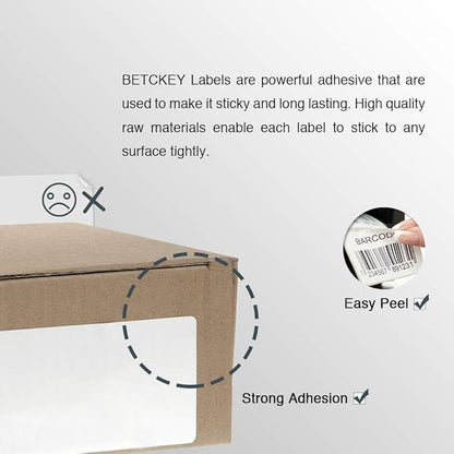 BETCKEY - Compatible DYMO 30252 (1-1/8" x 3-1/2") Address & Barcode Labels - Compatible with DYMO Labelwriter 450, 4XL, NOT Fit 550 & 5XL [28 Rolls/9800 Labels]