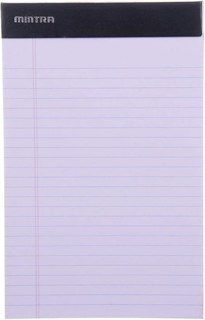 Mintra Office Legal Pads - ((BASIC PASTEL 6pk, 5in X 8in, NARROW RULED)) - 50 Sheets per Notepad, Micro perforated Writing Pad, Notebook Paper for School, College, Office, Professional