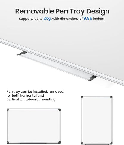VUSIGN Magnetic White Board Kit for Wall 36" x 24", 1 Dry Eraser & 2 Multicolor Markers & 4 Magnetic Pins, Sliver Reinforced Aluminum Frame for Home, School, Office