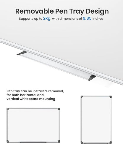 VUSIGN Magnetic White Board Kit for Wall 18" x 12", 1 Dry Eraser & 2 Multicolor Markers & 4 Magnetic Pins, Sliver Reinforced Aluminum Frame for Home, School, Office