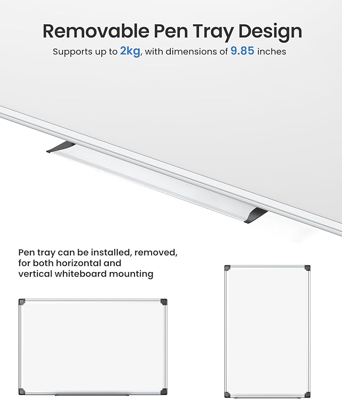 VUSIGN 6PCS Magnetic White Board Kit for Wall 18" x 12", 6 Dry Eraser & 12 Multicolor Markers & 24 Magnetic Pins, Sliver Reinforced Aluminum Frame for Home, School, Office