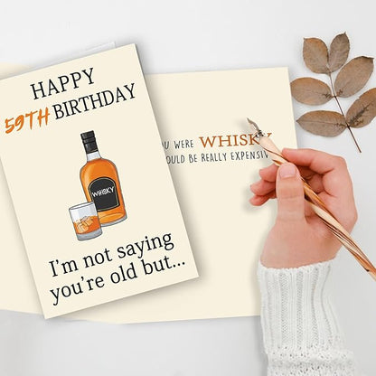 Funny Whiskey 59th Birthday Card, 59th Birthday Gifts for Him Her, Unique 59th Birthday Decorations for Men Women, Happy 59 Year Old Birthday Card Gifts for Husband Wife
