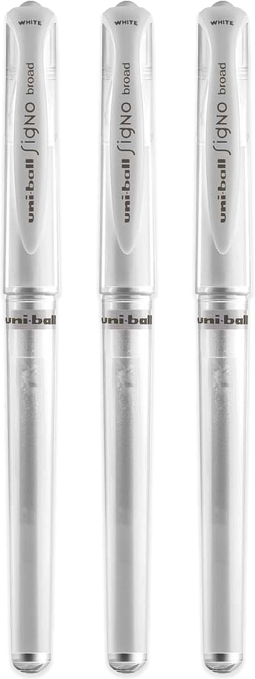 Uni-ball UM 153 Signo Broad Point Gel Pen - White - Pack of 3