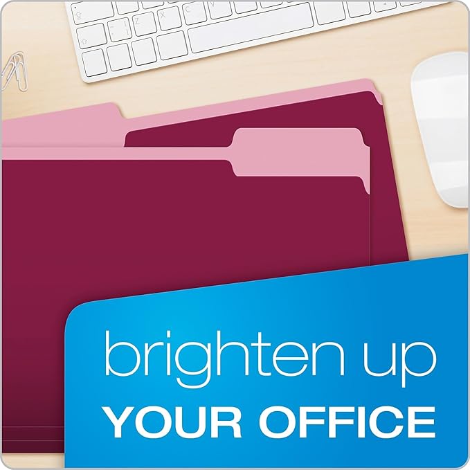 Pendaflex Two-Tone Color File Folders, Letter Size, 1/3 Cut, Burgundy, 100 Per box (152 1/3 BUR)