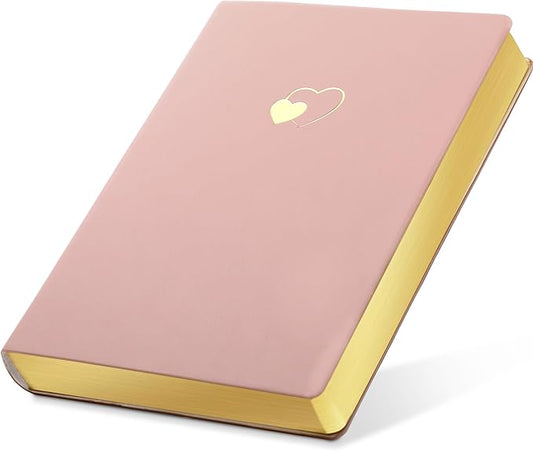 CAGIE Lined Journal Notebook for Women and Girls 256 Pages Cute Diary with Heart-Shaped Leather Journals for Writing A5 Soft Cover Notebooks for Work School (04 Dark pink, A5)