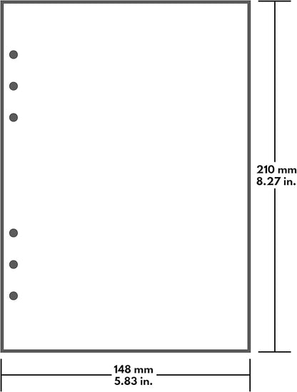 A5 Blank Paper, 160 GSM, 6-Hole Punched, 160 Sheets/320 Pages, White, 148mm x 210mm (5.83 in. x 8.27 in.)