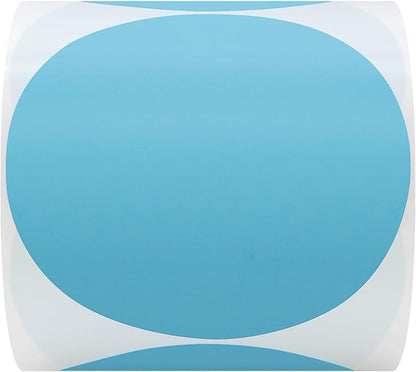 Hybsk 3 inch Circle Color Direct Thermal Stickers Shipping Labels for Barcodes,Name Tag,DIY Logo Design,Inventory– Compatible with Zebra,Rollo,Munbyn,and More-350 pcs (3 inch,Light Blue)