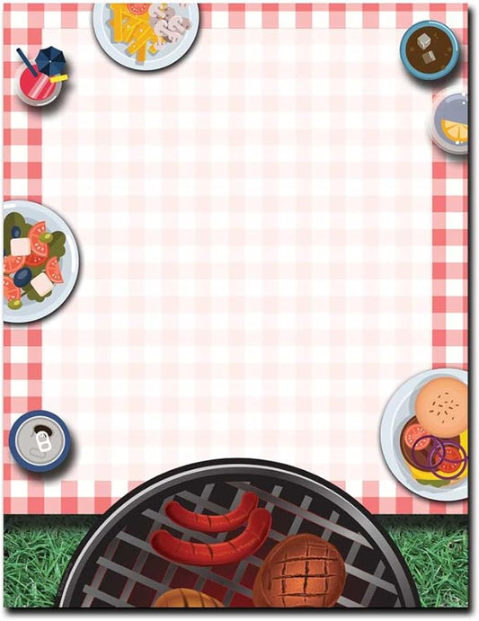 Summertime Backyard BBQ Letterhead Laser & Inkjet Printer Paper, 25 pack