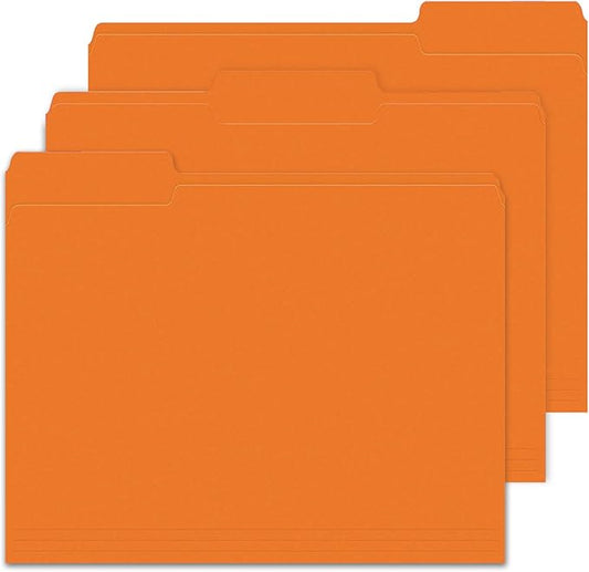 File Folders,IntoJoy 120 Pack Colored File Folder Letter Size, 1/3 Cut Tab Filing Folders for Office School Business File Document Organization,Orange