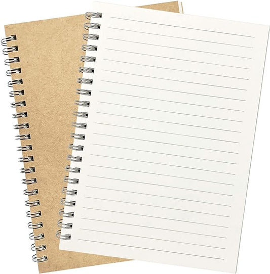 2-Pack Wide Ruled Notebook, Soft Yellow Cover Spiral Notebook, Memo Notepad Sketchbook, Students Office Business Diary Spiral Book Journal,100 Pages, 50 Sheets, 100GSM Paper, 7.48 x 5.11 Inch