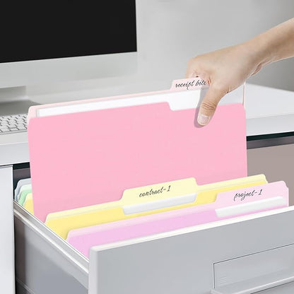 SUNEE File Folders, 30 Pack Manilla Folders 8.5 x 11, Colored File Folders Home Office School Supplies for Documents Files Paper, 6 Bright Colors