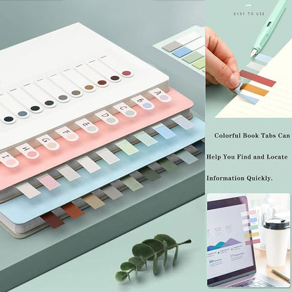 ELII 2000pcs Books Tabs for Annotating,Sticky Tabs Clear Sticky Notes,Page Markers for Notebooks, Multi-Colored Writable and Repositionable Book Flags Strip
