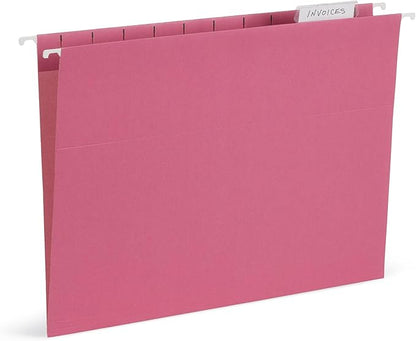 25 Blue Summit Supplies Pretty Hanging File Folders, Pastel Gem Tone Assorted Colors, Cute Hanging File Folders with Plastic Tab Inserts, Holds Letter Size Documents