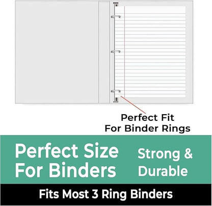 Bulk Loose Leaf Paper, 3600 Sheets, College Ruled Paper, Bulk Filler Paper for Office, 8 x 10.5", 3 Hole Punched, 56 Gsm Thick Paper, 24 Pack, 150 Sheets/Pack, Bulk Notebook Paper for School